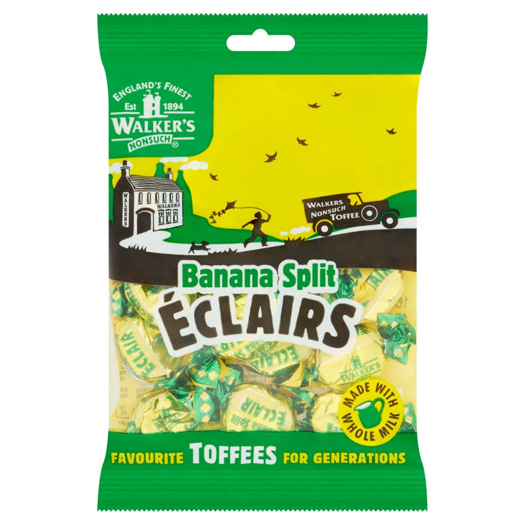WALKERS BANANA SPLIT ECLAIRS BAG 150G X 12