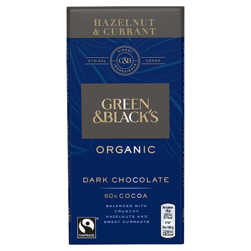 GREEN & BLACKS HAZELNUT & CURRANT DARK 90G x 15