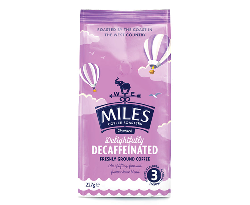 MILES DELIGHTFULLY DECAFF GROUND COFFEE 227G X 12