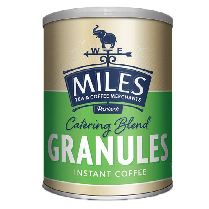 A can of Miles Catering Blend Granules instant coffee.