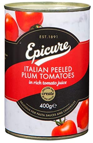 EPICURE PEELED PLUM TOMATOES 400G X 12