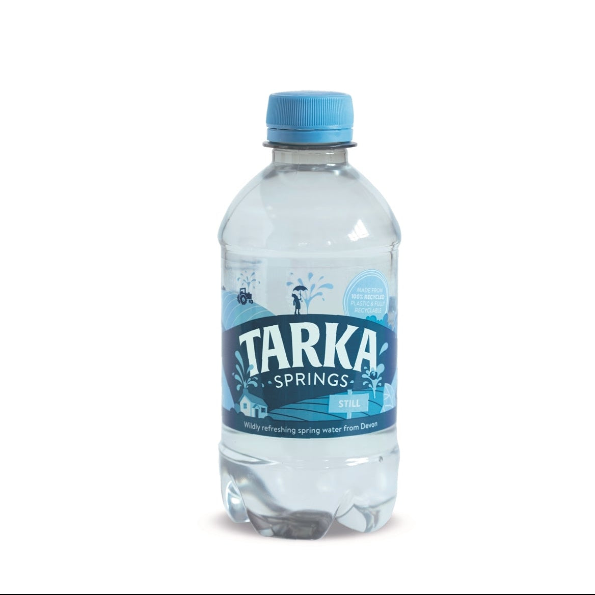 A plastic bottle of TARKA sparkling water, 330ml, with a label displaying the brand name and 'SPARKLING WATER'.