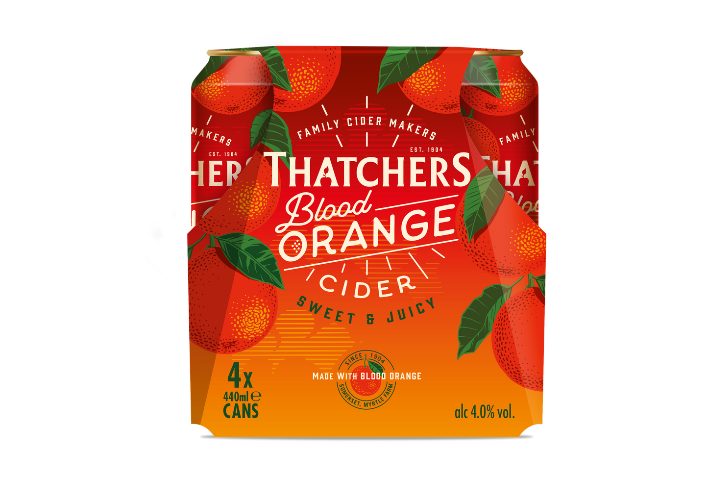 THATCHERS BLOOD ORANGE CANS 440ML 4PK X 6