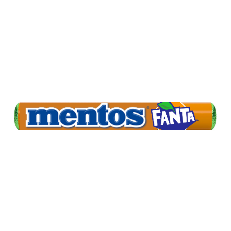 A tube of Mentos Fantasy orange flavored candy.