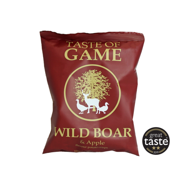 A package of Taste of Game Wild Boar & Apple flavored crisps.