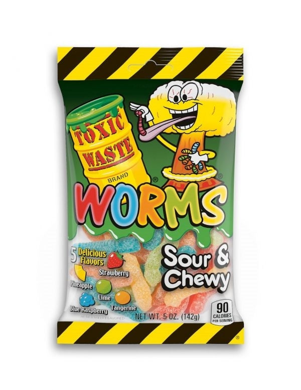 TOXIC WASTE SOUR GUMMY WORMS 143g x 12