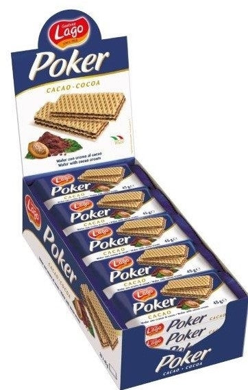 LAGO POKER CHOCOLATE WAFERS 20 X 45G