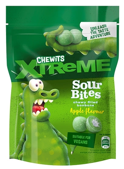 CHEWITS XTREME SOUR APPLE BITES 115G X 10