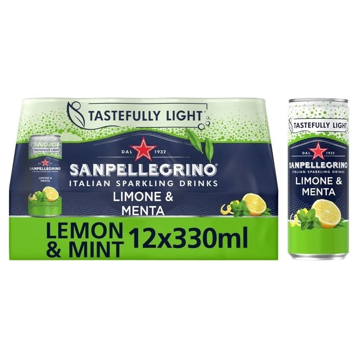 SAN PELLEGRINO LEMON & MINT CANS 330ML x 12