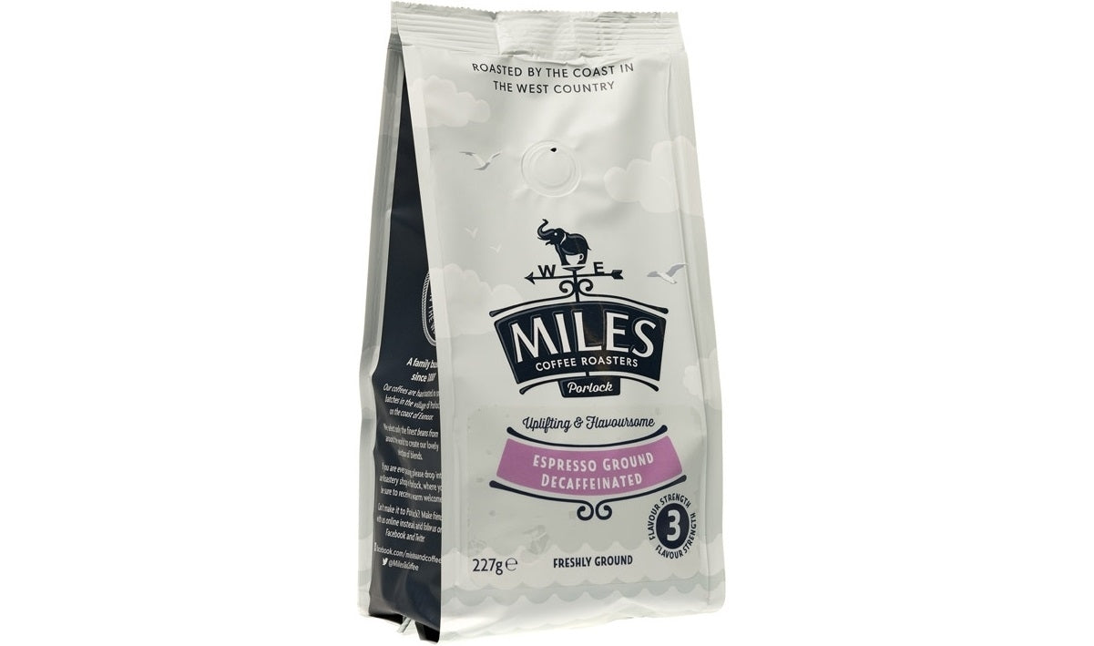 MILES DECAF ESPRESSO GROUND COFFEE 227G X 12