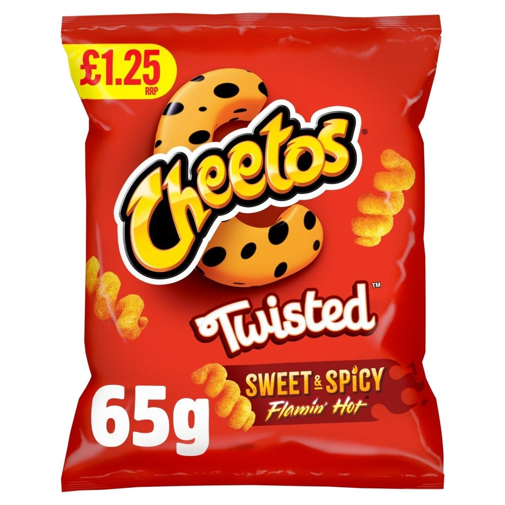 PM £1.25 CHEETOS TWISTED FLAMIN HOT 65g X 18