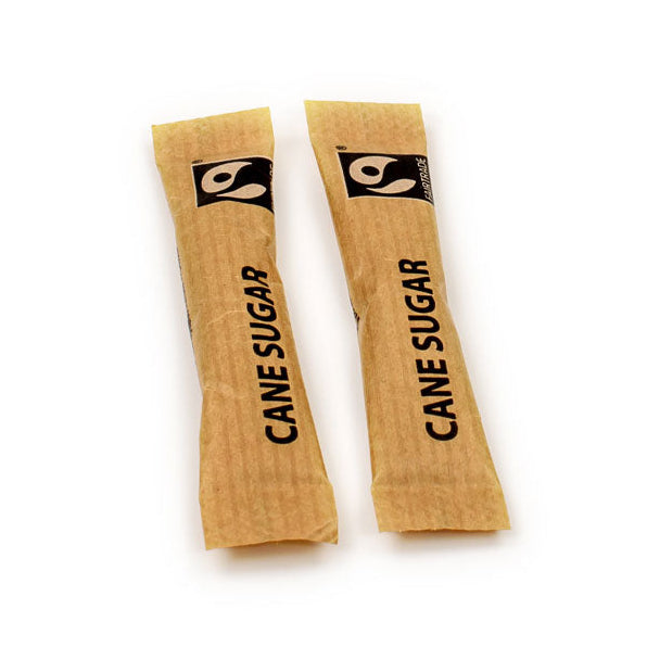 Two brown sugar sticks with the brand name 'Cane Sugar' printed on them, against a white background.