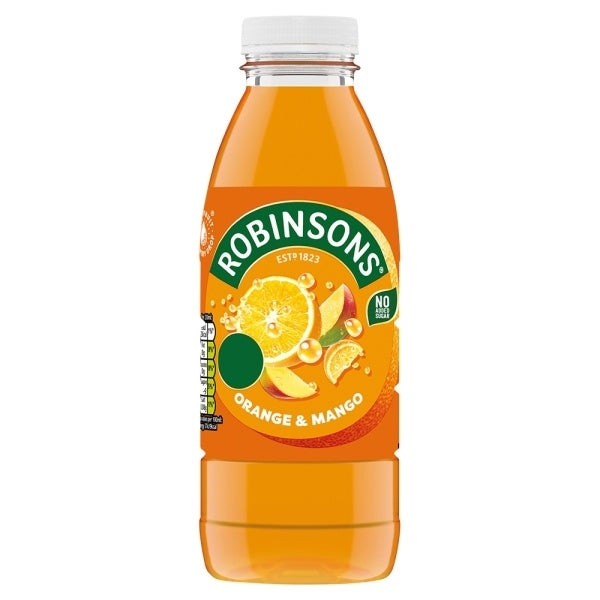 Robinsons Orange & Mango juice bottle on a white background