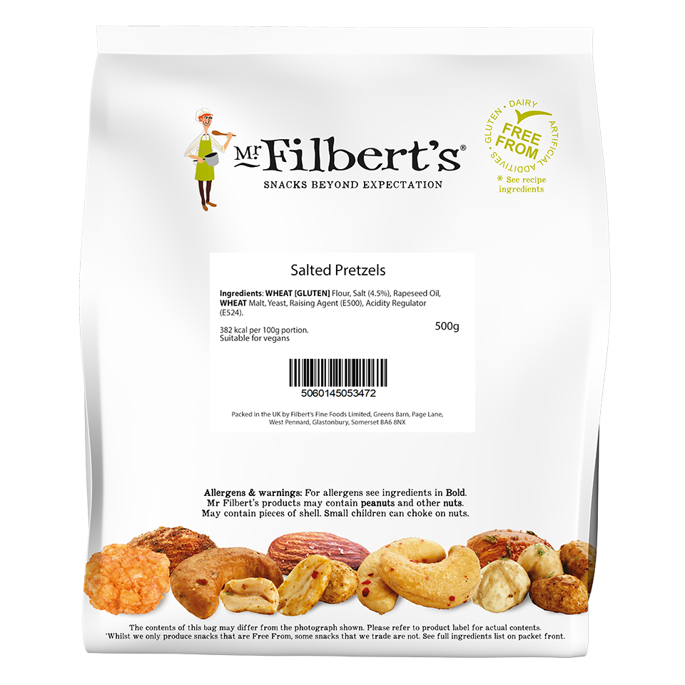 FILBERTS PRETZELS SALTED BULK 0.5KG