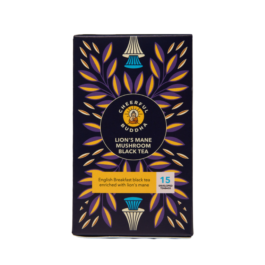 CHEERFUL BUDDHA LIONS MANE BLACK TEA 15 TEA BAGSx6