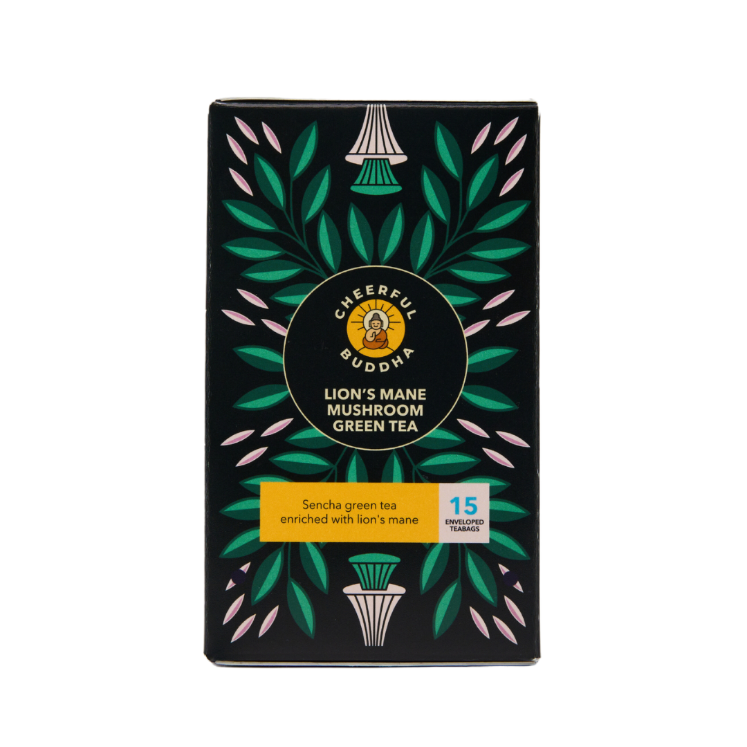 CHEERFUL BUDDHA LIONS MANE GREEN TEA 15 TEA BAGSx6