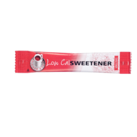 A packet of low calorie sweetener sticks with the brand name 'CAFE ETC' visible on the packaging.