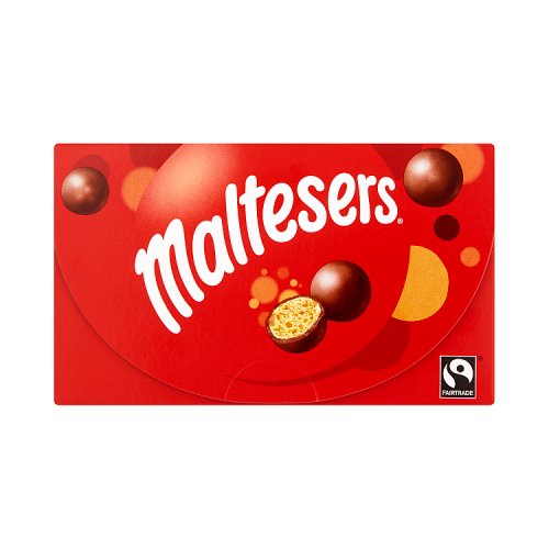 A box of Maltesers chocolate with the brand name displayed prominently on the front.