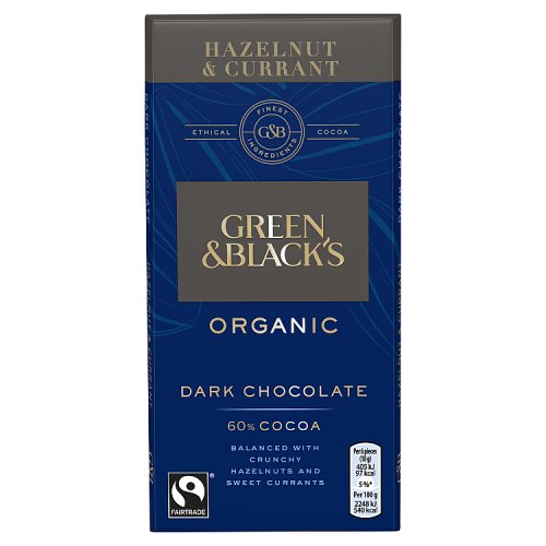 GREEN & BLACKS  HAZELNUT & CURRANT DARK 90G x 15