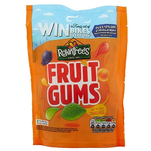 ROWNTREES FRUIT GUMS 150G POUCH X 10