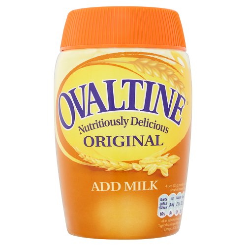 A container of OVALTINE Original drink mix, 300g, with the instruction 'ADD MILK' printed on the label.