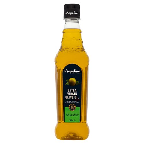 A bottle of NAPOLINA Extra Virgin Olive Oil, 500ml.
