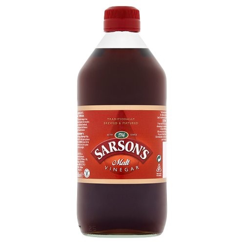 A bottle of Sarson's Malt Vinegar, 568ml.