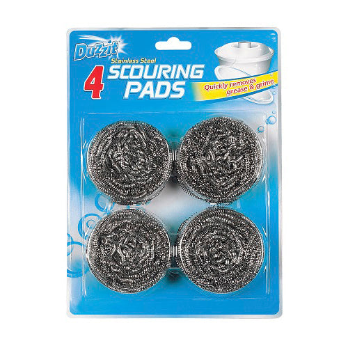 DUZZIT S/ STEEL SCOURING PADS 4PK X 12