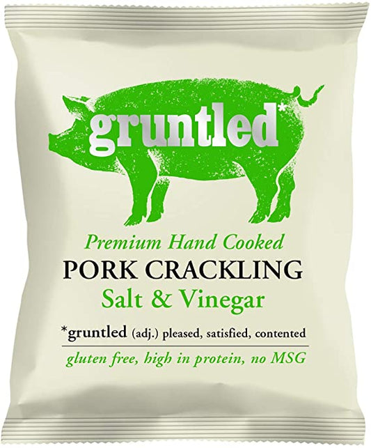 GRUNTLED PORK CRACKLING SALT & VINEGAR 35G X 20