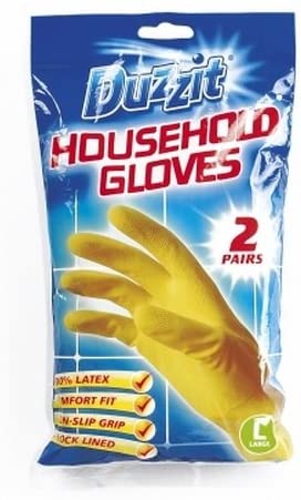 DUZZIT RUBBER GLOVES LARGE 2PK X 12