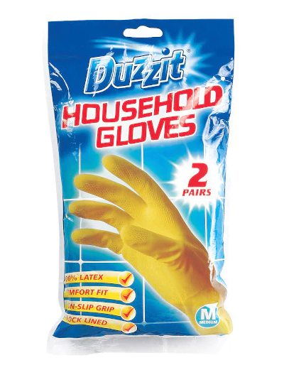 DUZZIT RUBBER GLOVES MEDIUM 2PK X 12