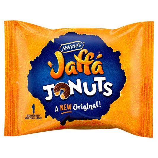 Packaging of McVities Jaffa Jonuts, a new original 