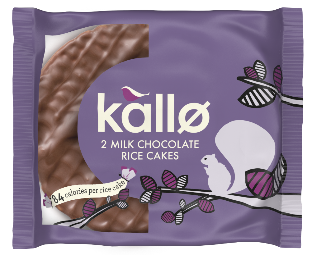 KALLO MILK CHOC TOPPED RICE CAKE 2PK x 30