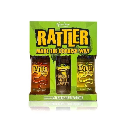 RATTLER GIFT PACK 1xPEACH 1xP/APPLE + GLASS x 4