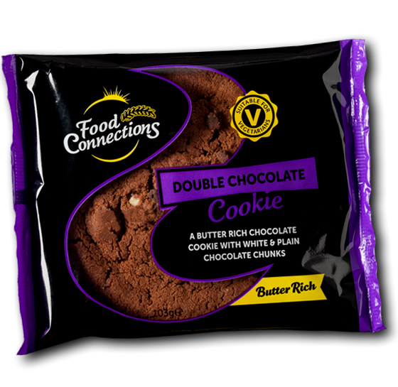 FOOD CONNECTIONS DOUBLE CHOC COOKIES 103g x 18