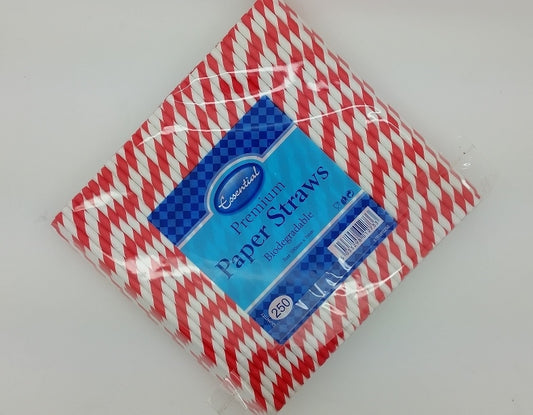 ECO PAPER STRAWS (STRIPED)  BOX 250 x 1