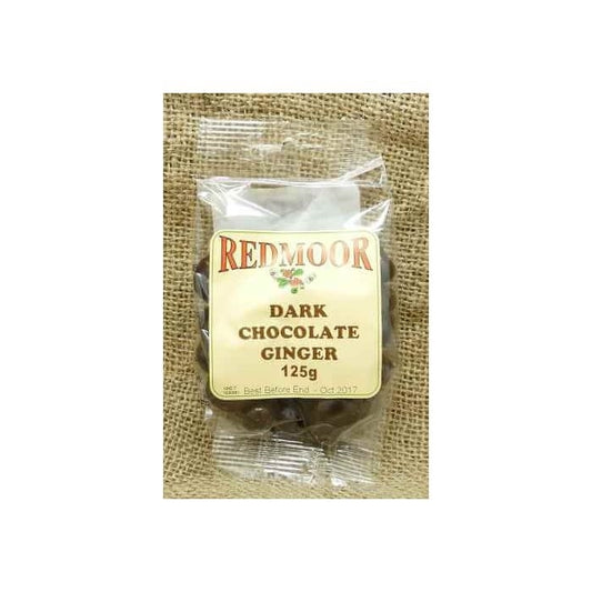 Packaged dark chocolate ginger candies from REDMOOR.