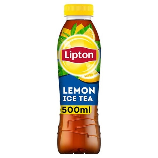 A bottle of Lipton Lemon Ice Tea with a volume of 500ml.
