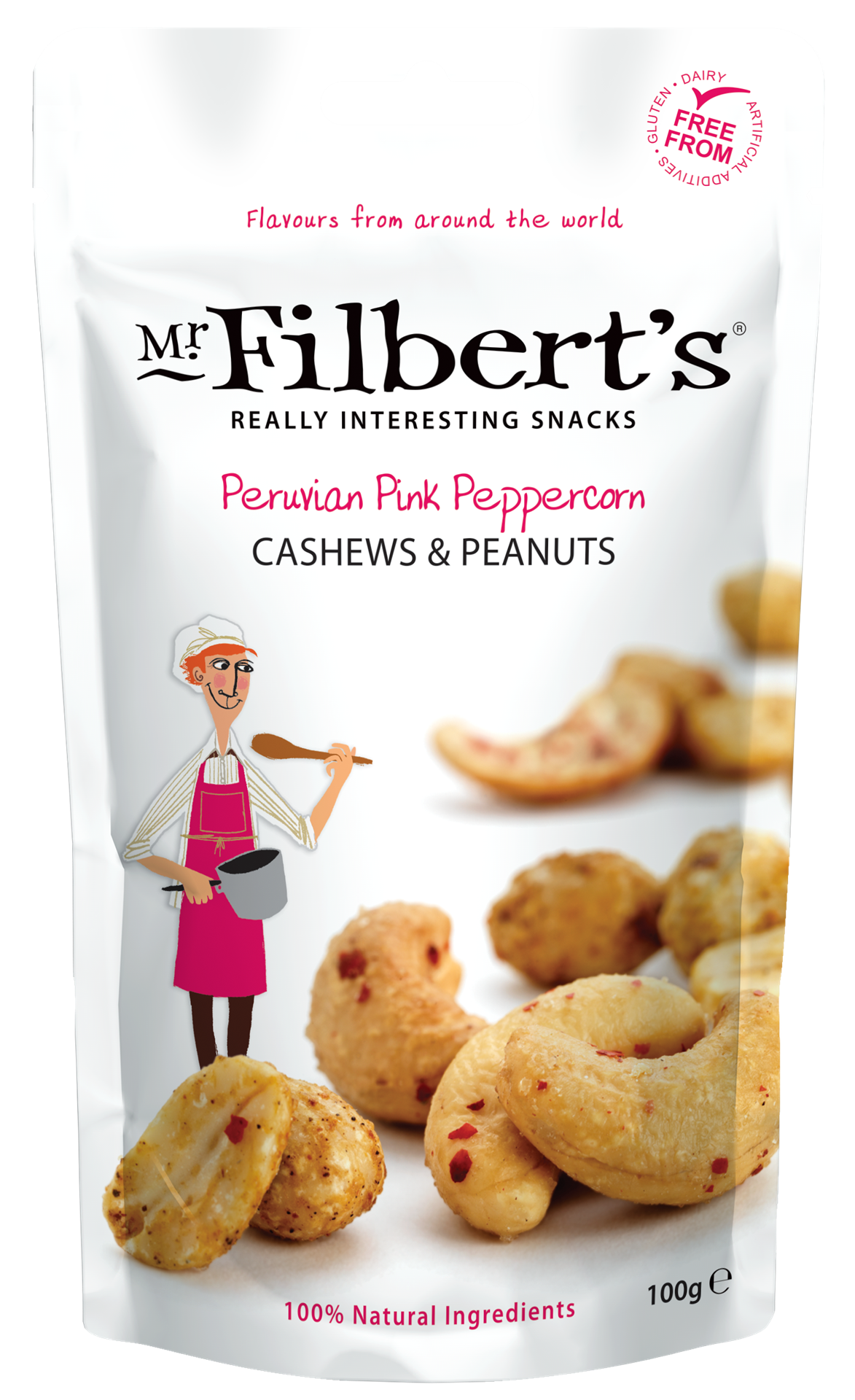 FILBERTS PINK P/CORN CASHEWS & PEANUTS 100g x 12