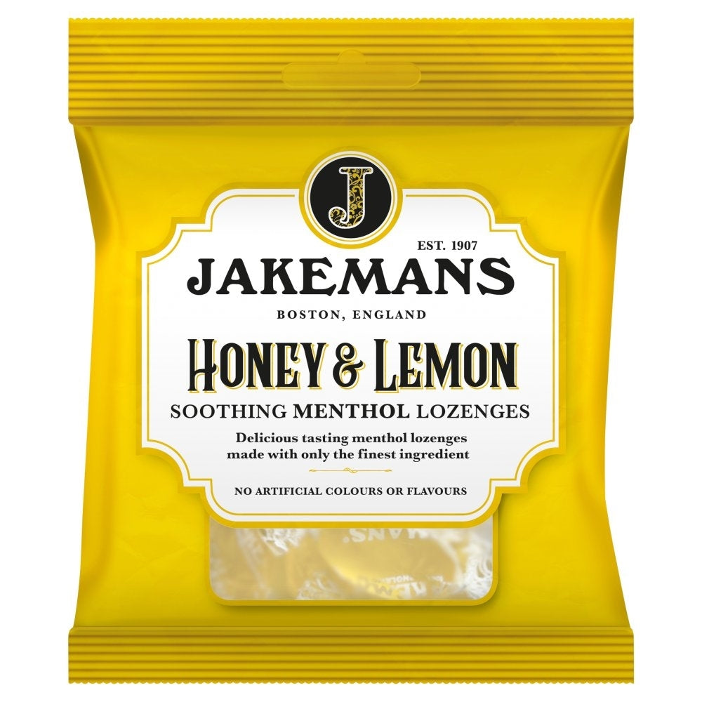 JAKEMANS HONEY & LEMON LOZENGE BAGS 73G X 12