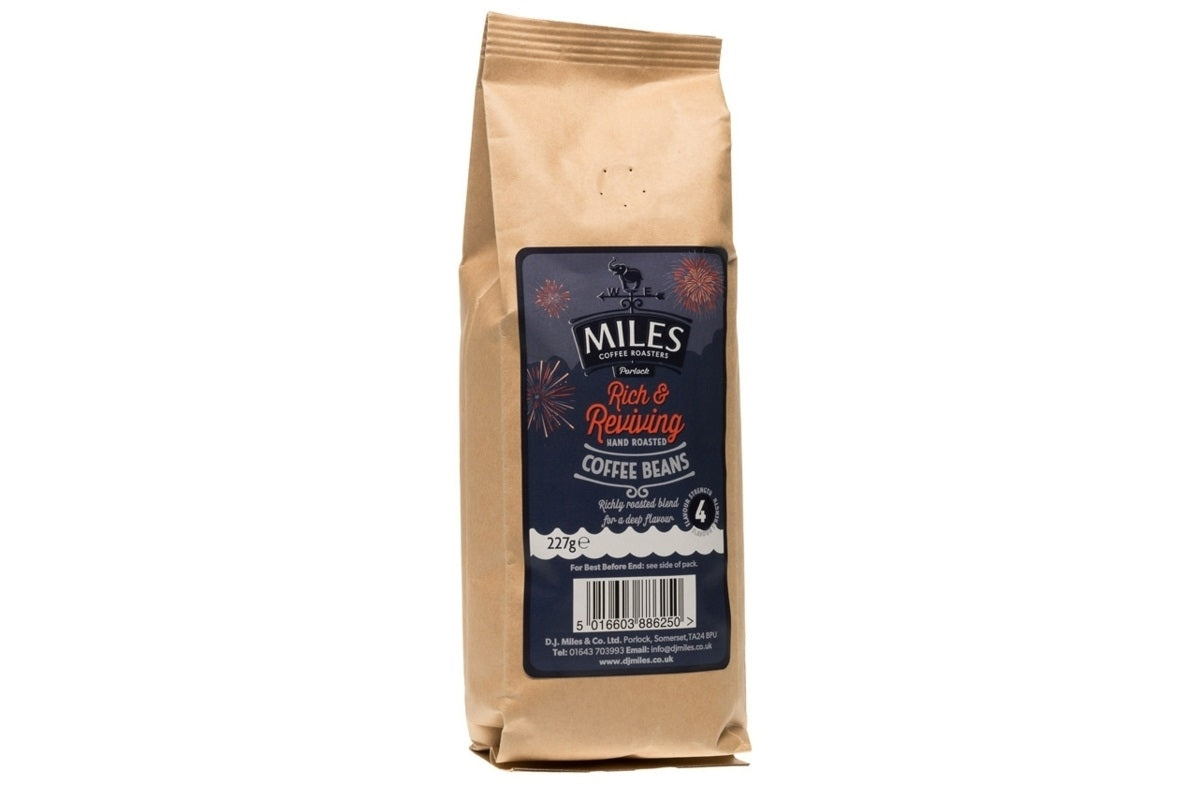 MILES RICH AND REVIVING COFFEE BEANS 227G X 12