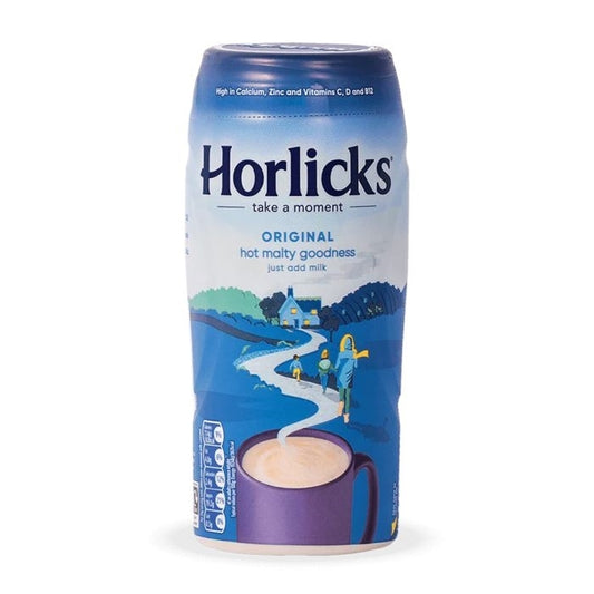 A packaged product of Horlicks Original hot malt drink mix in a 270g canister.