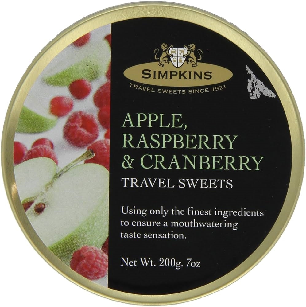 SIMPKINS APPLE RASP & CRANBERRY TINS 200G X 6