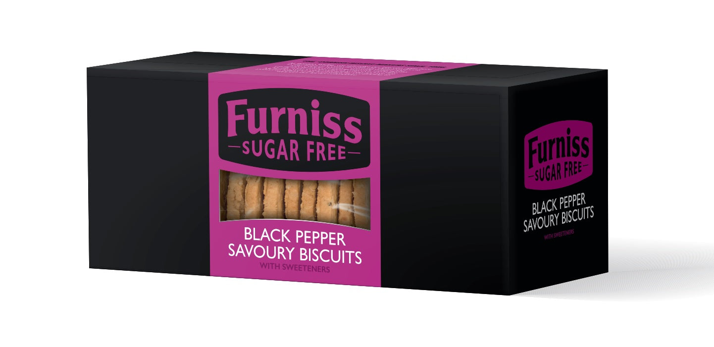 FURNISS BLACK PEPPER SUGAR FREE BISCUITS 180G X 12