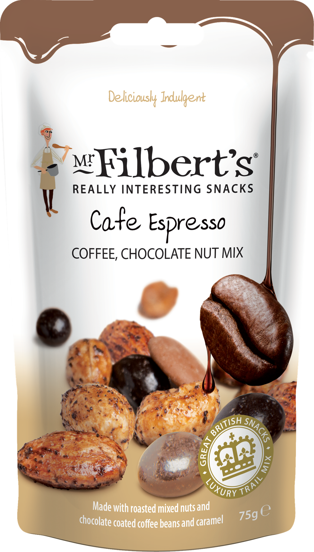 FILBERTS CAFE ESPRESSO CHOC/COFFEE NUT MIX 75G x15