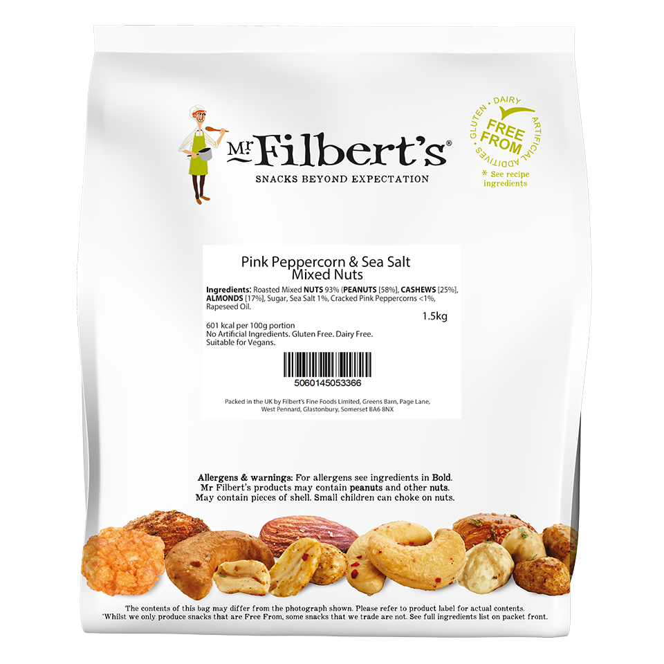 FILBERTS PINK PEPPERCORN & SEA SALT NUTS BULK 1.5K