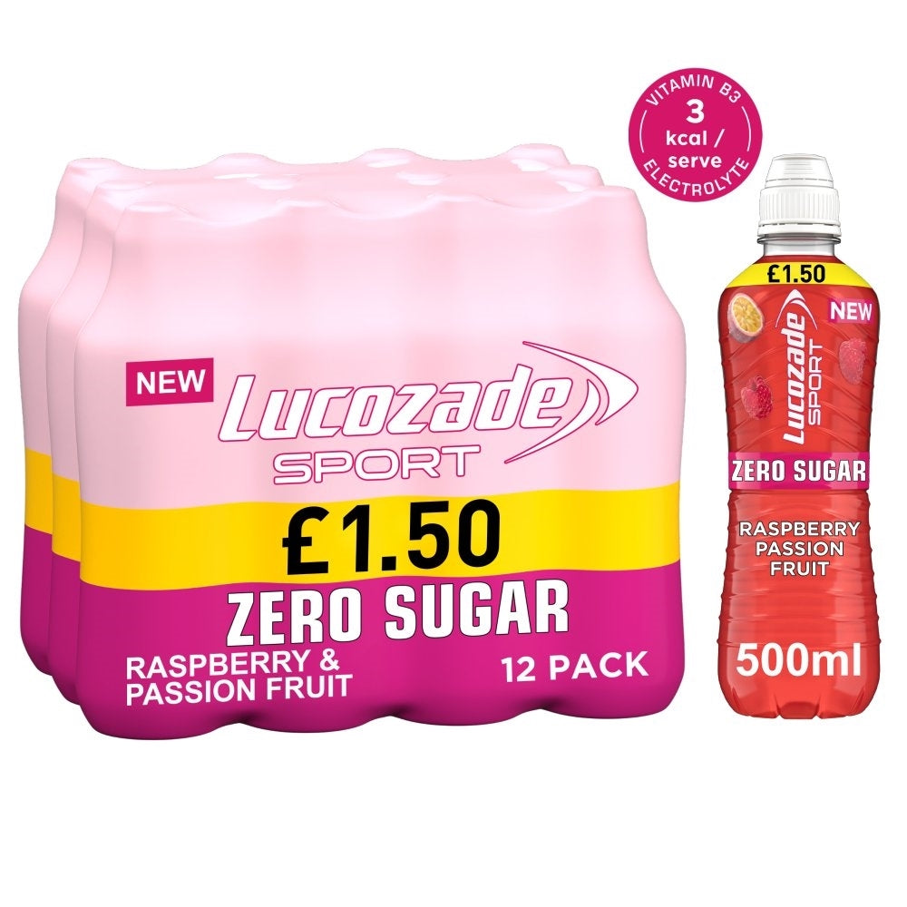 PM £1.50 LUCOZADE SPORT ZERO RASP&PASSION 500MLx12