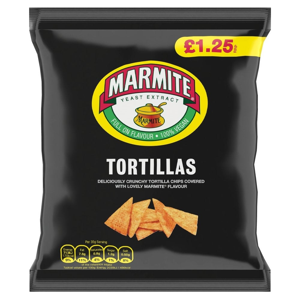 PM £1.25 MARMITE TORTILLAS 70G X 18