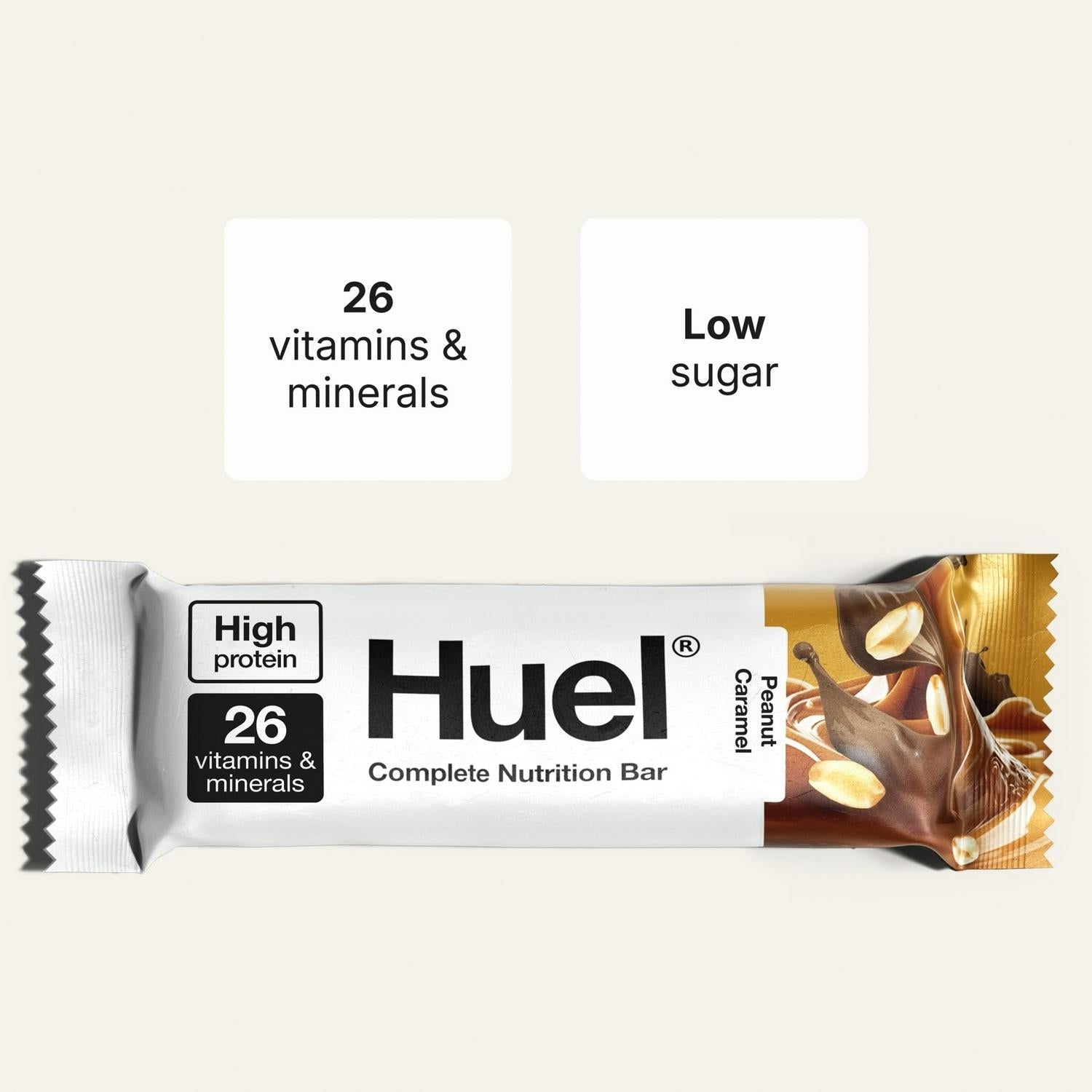 HUEL COMPLETE NUTRITION BAR PEANUT CARAMEL 55G X12