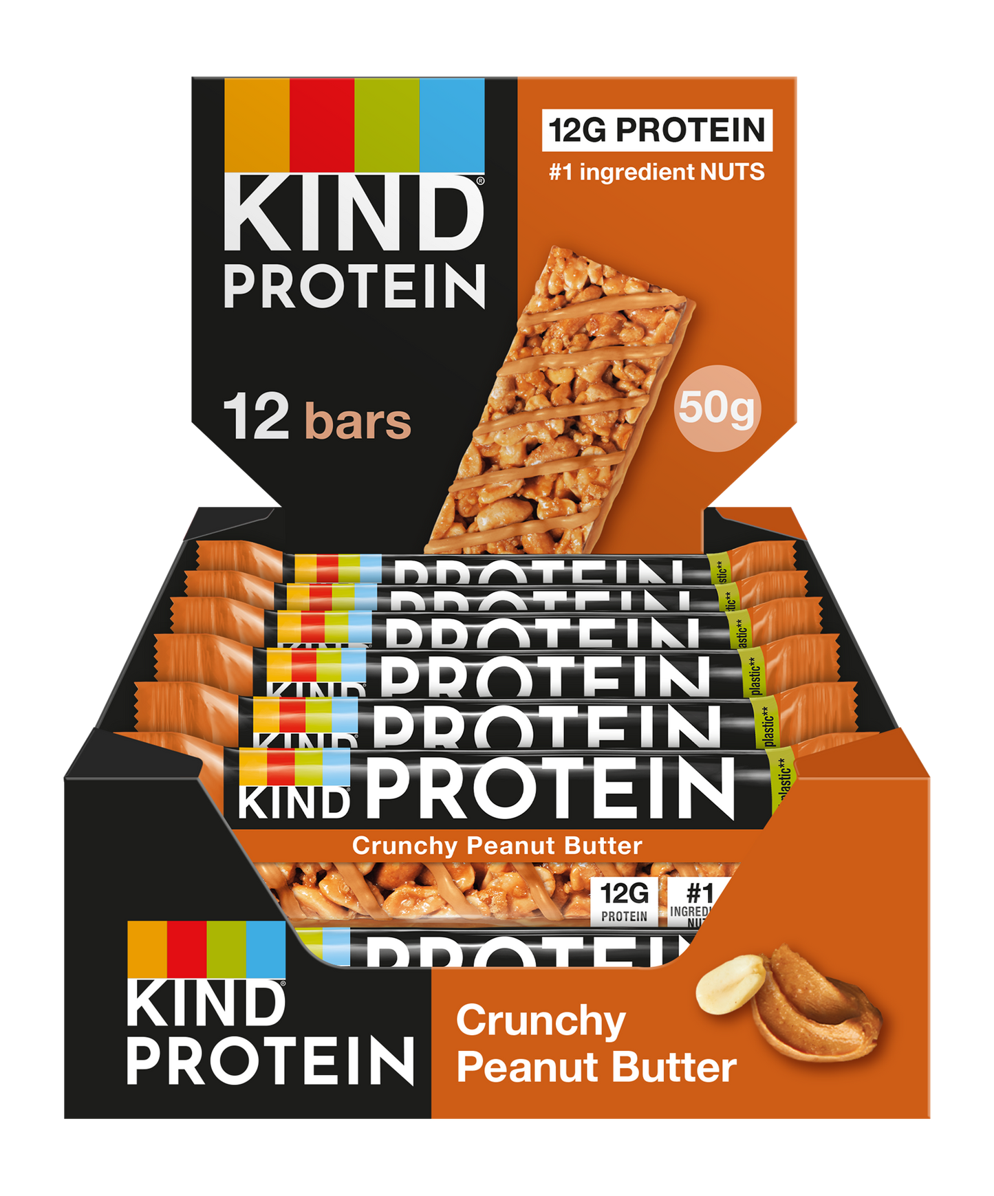 KIND BAR CRUNCHY PEANUT BUTTER PROTEIN 50G X 12